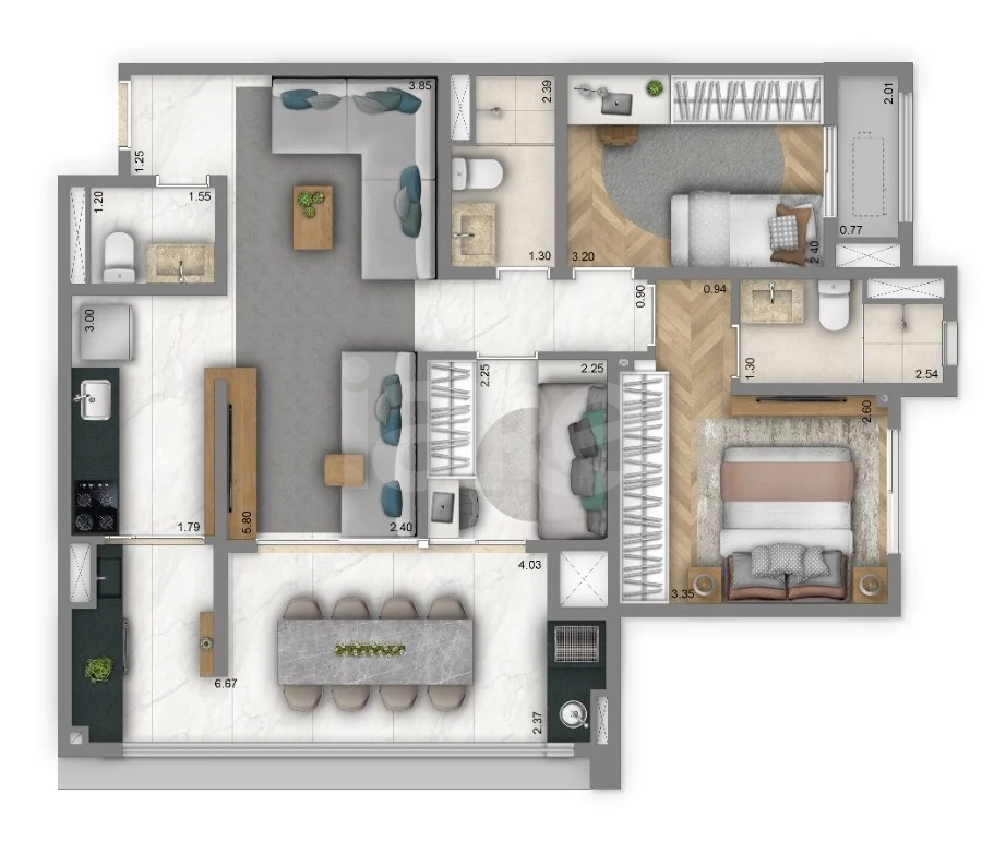 Planta — Apartamento 82,7 m²