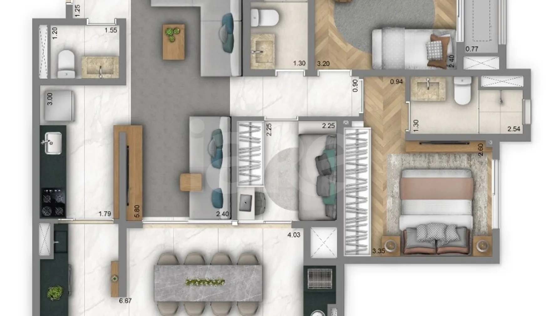 Planta — Apartamento 82,7 m²