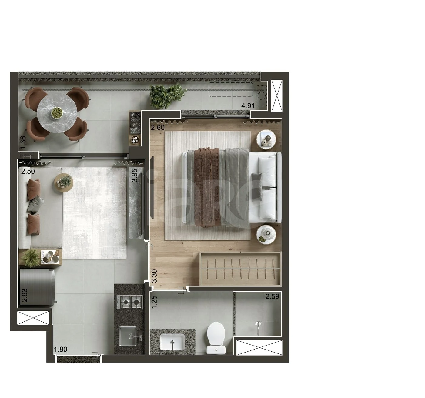 Planta — Apartamento 30,41 m²