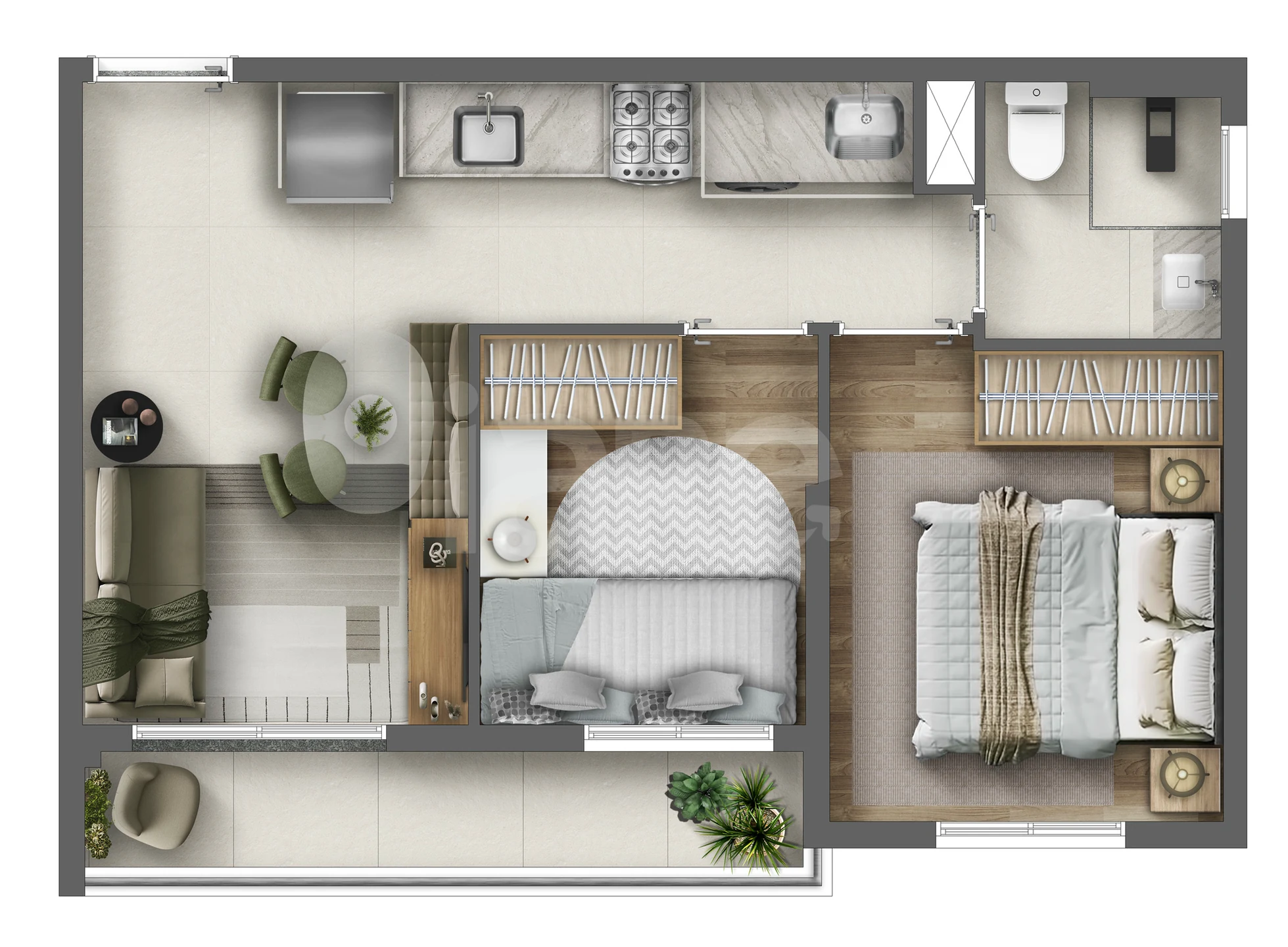 Planta — Apartamento 36,65 m²