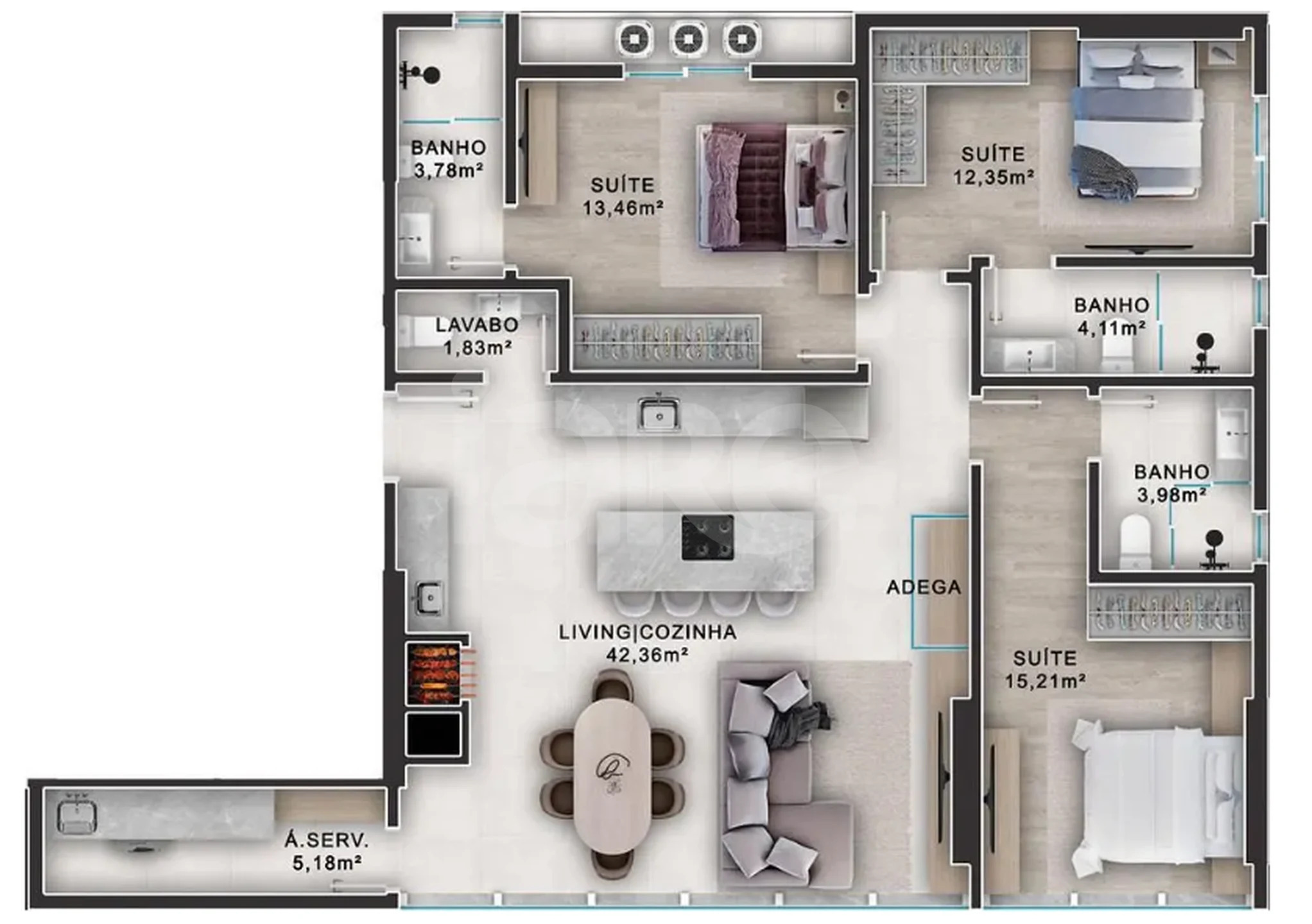 Planta — Apartamento 125 m²