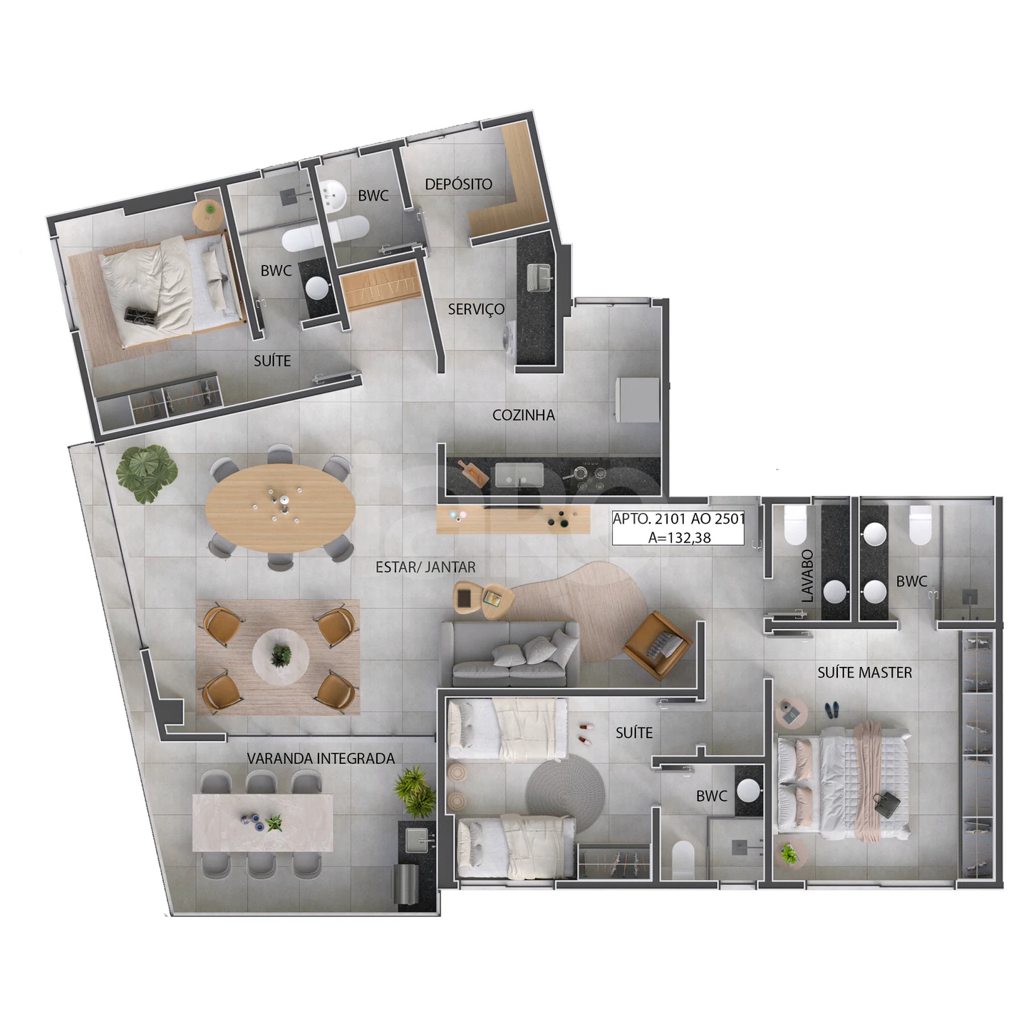 Planta — Apartamento 132,38 m²