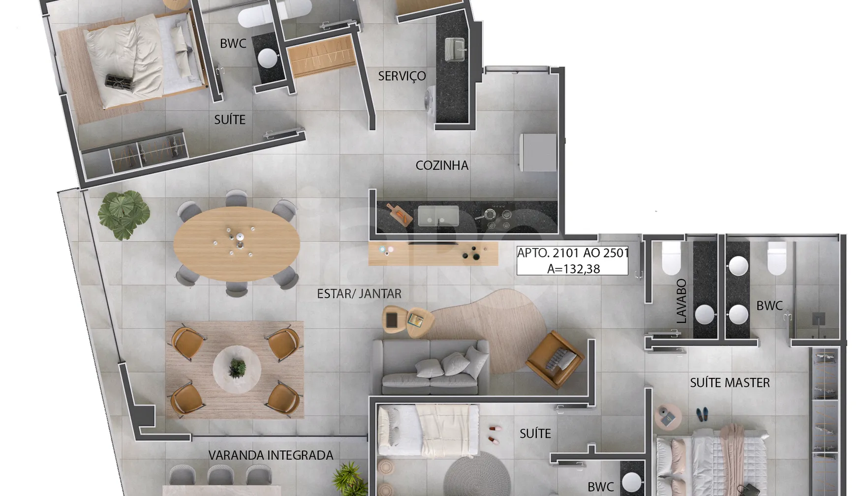 Planta — Apartamento 132,38 m²
