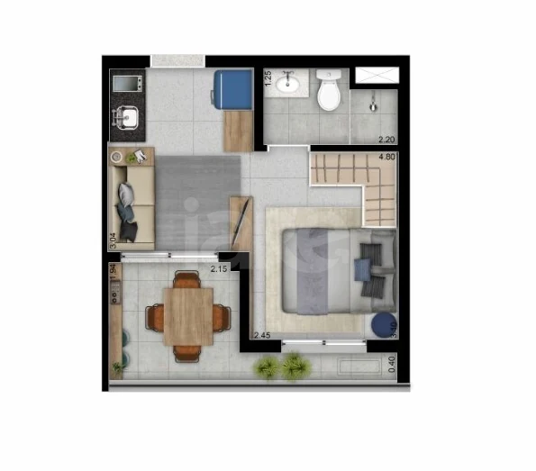 Planta — Studio 27,75 m²