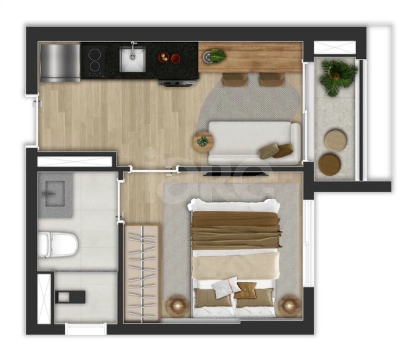 Planta — Studio 24,62 m²