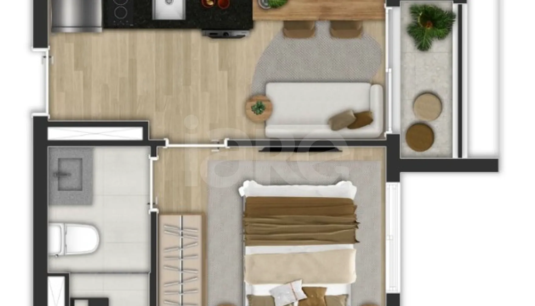 Planta — Studio 24,62 m²