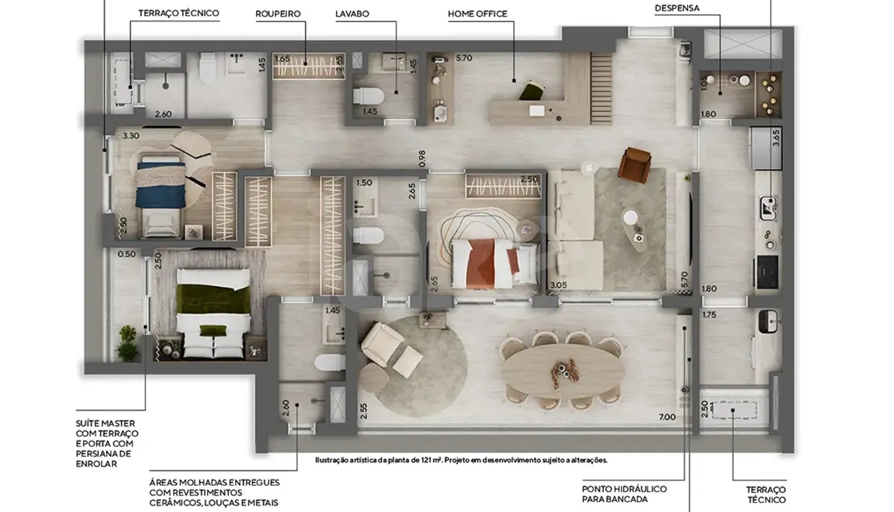 Planta — Apartamento 121,42 m²