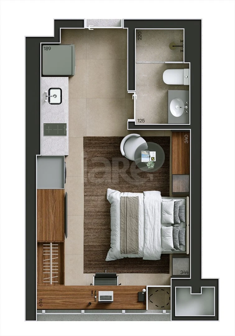 Planta — Studio 24,3 m²