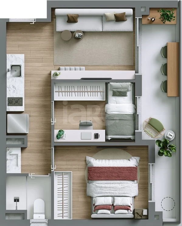 Planta — Apartamento 43,48 m²