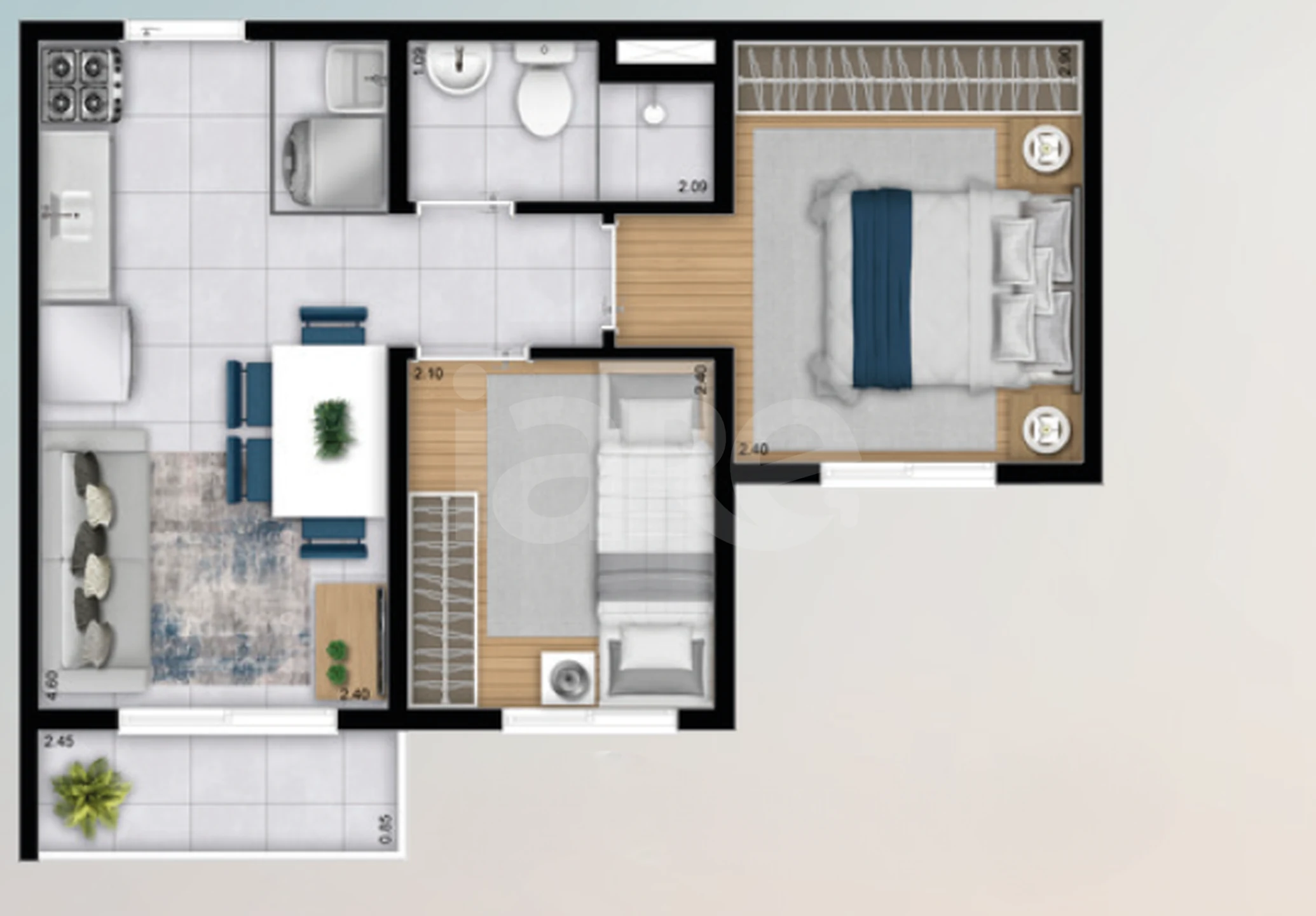 Planta — Apartamento 34,26 m²