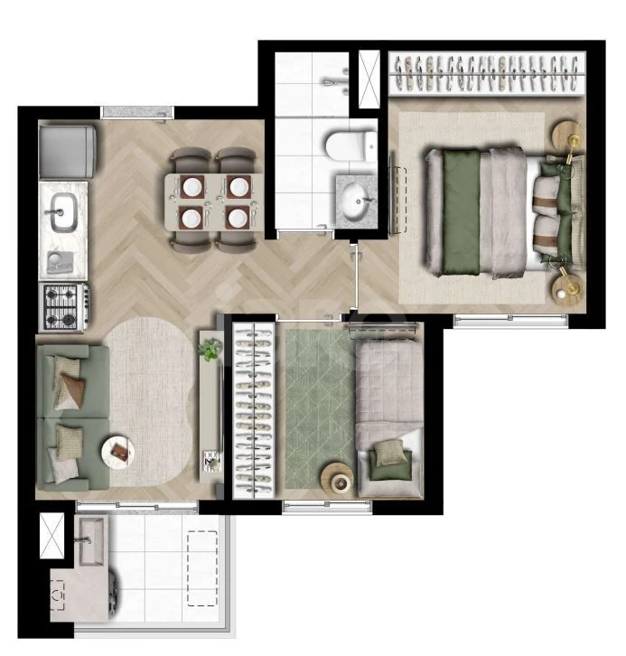 Planta — Apartamento 41,42 m²