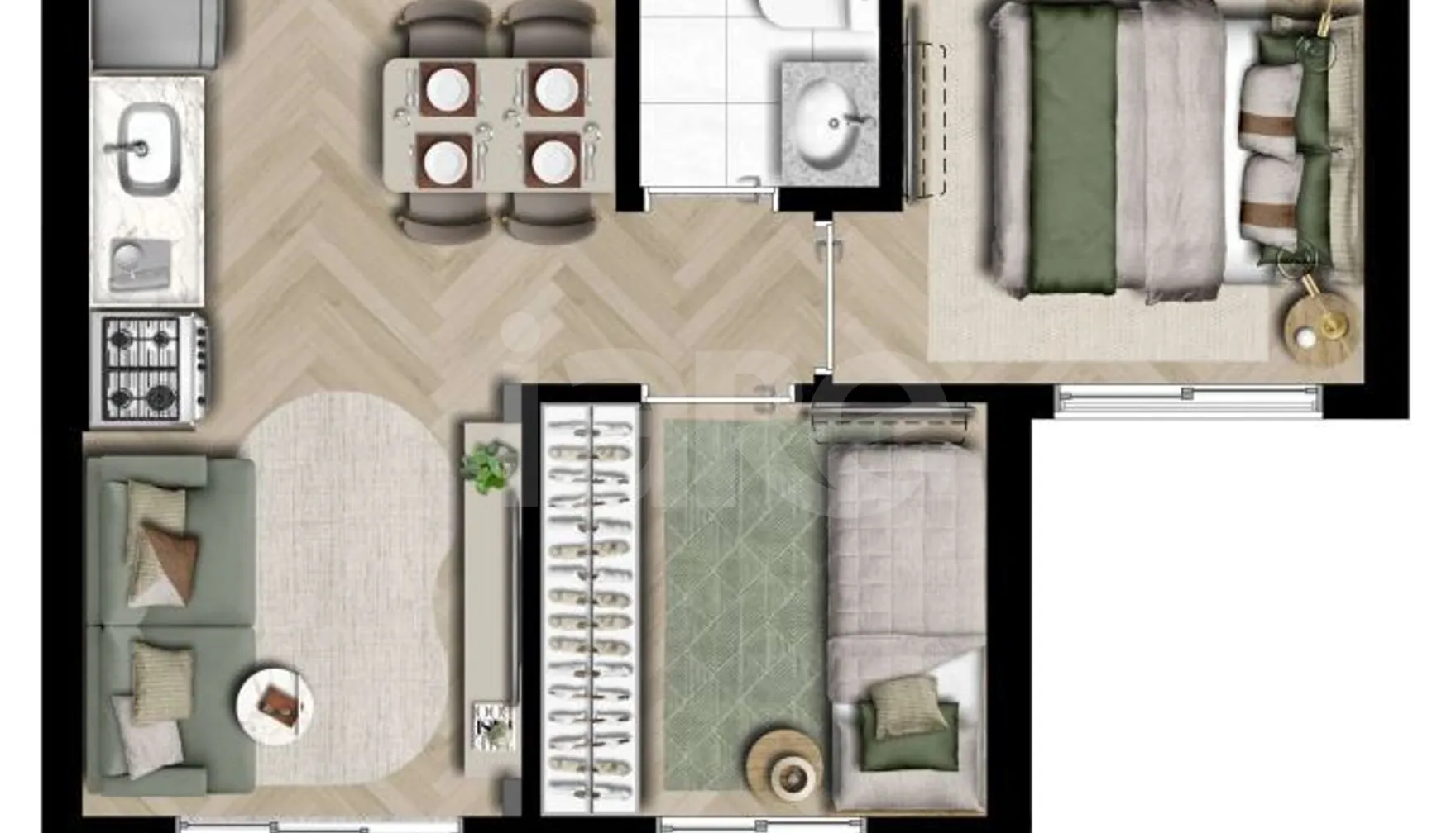 Planta — Apartamento 41,42 m²