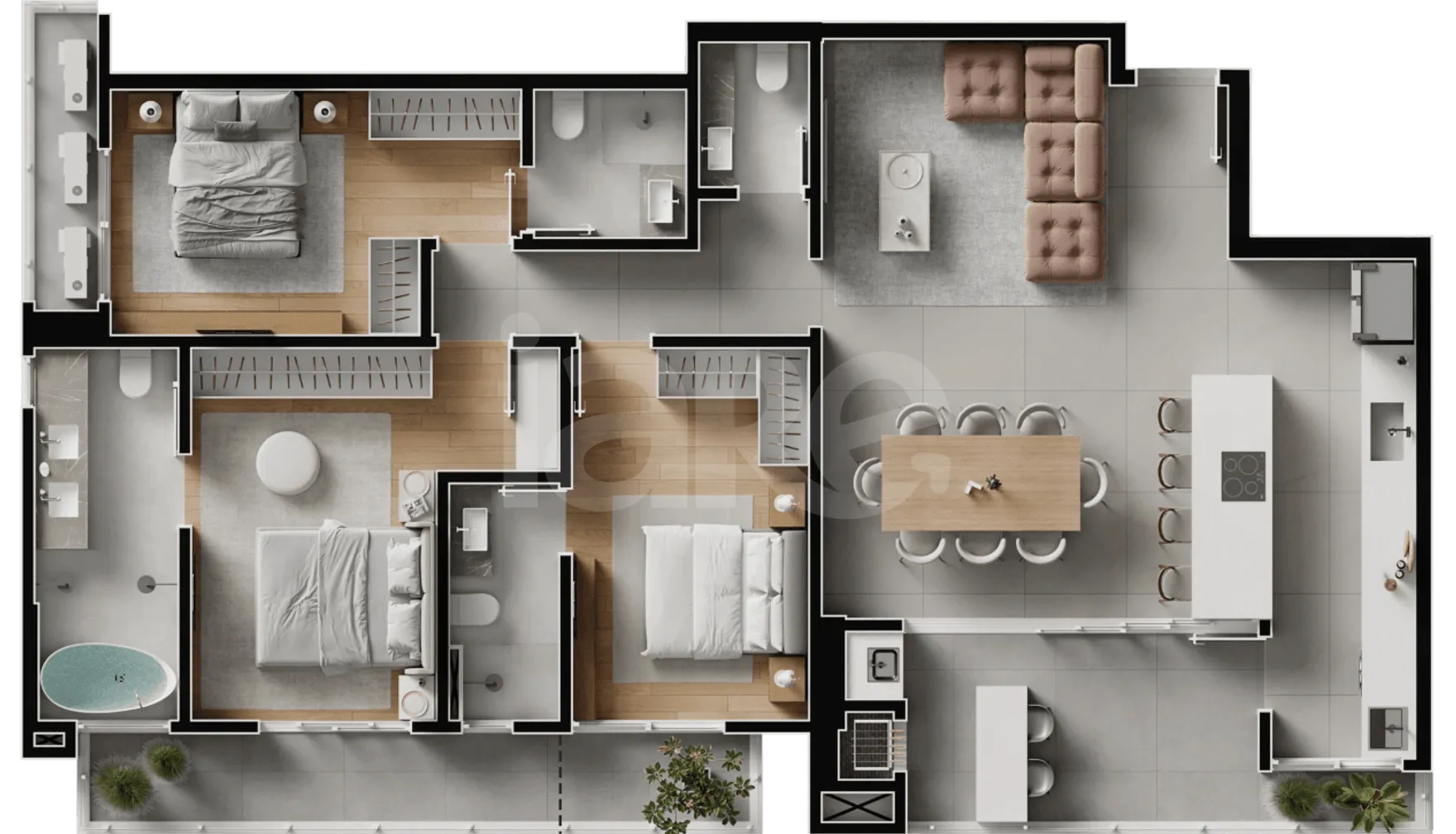 Planta — Apartamento 142,3 m²