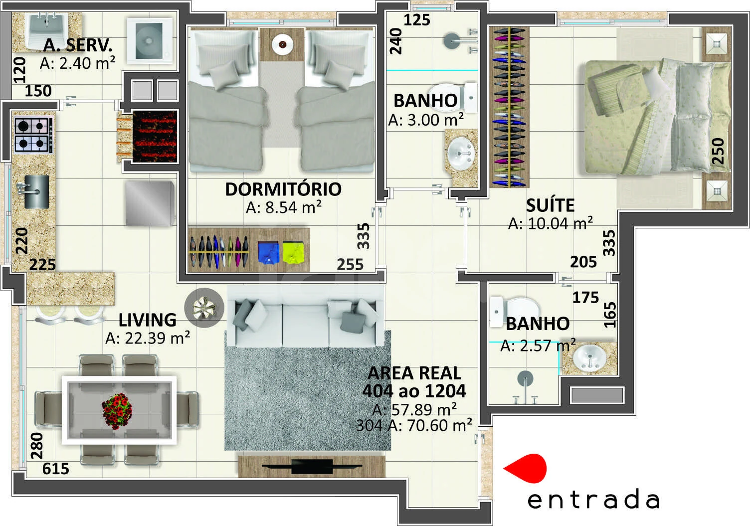 Planta — Apartamento 57,89 m²