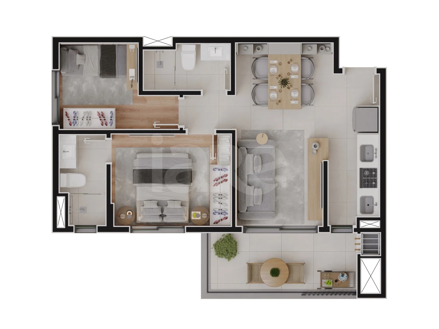 Planta — Apartamento 55,33 m²