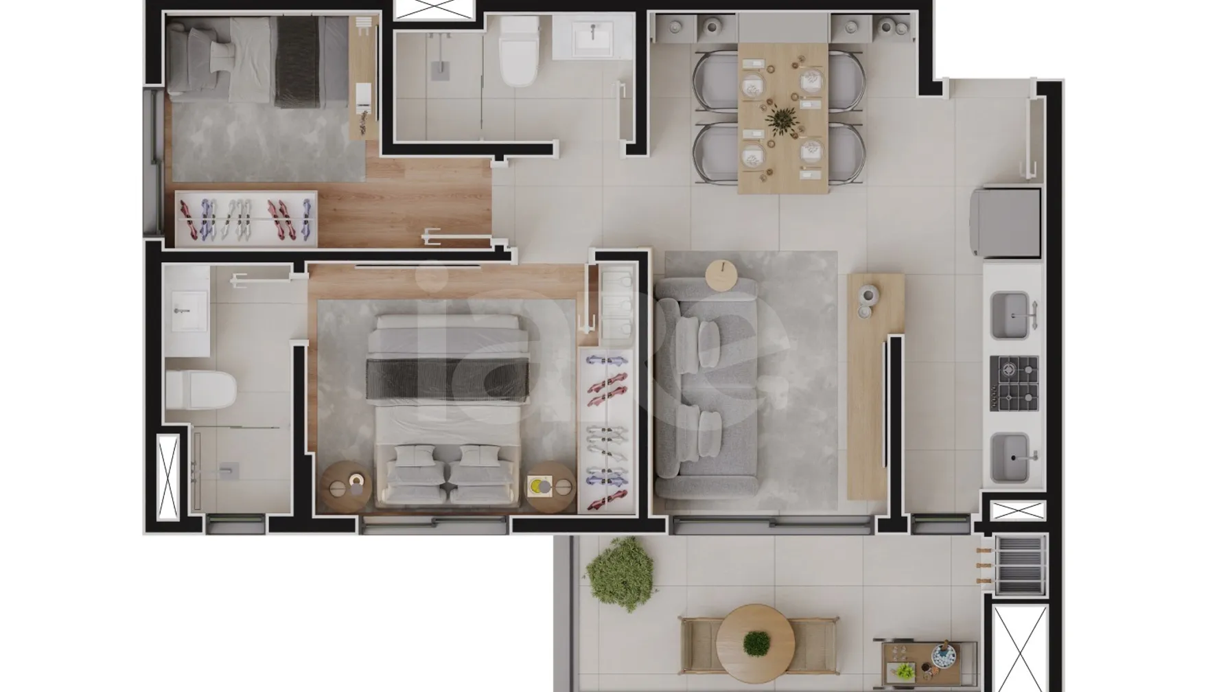 Planta — Apartamento 55,33 m²
