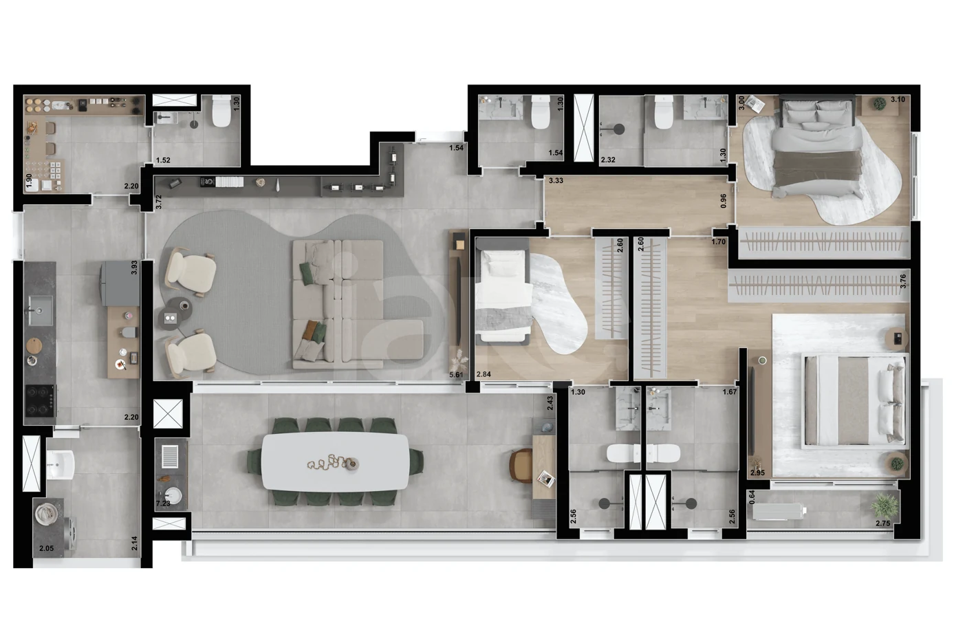 Planta — Apartamento 130 m²