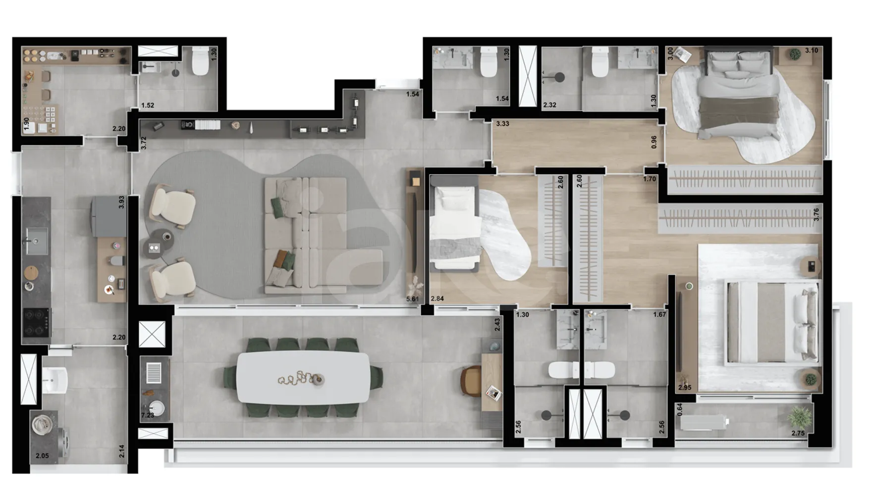 Planta — Apartamento 130 m²
