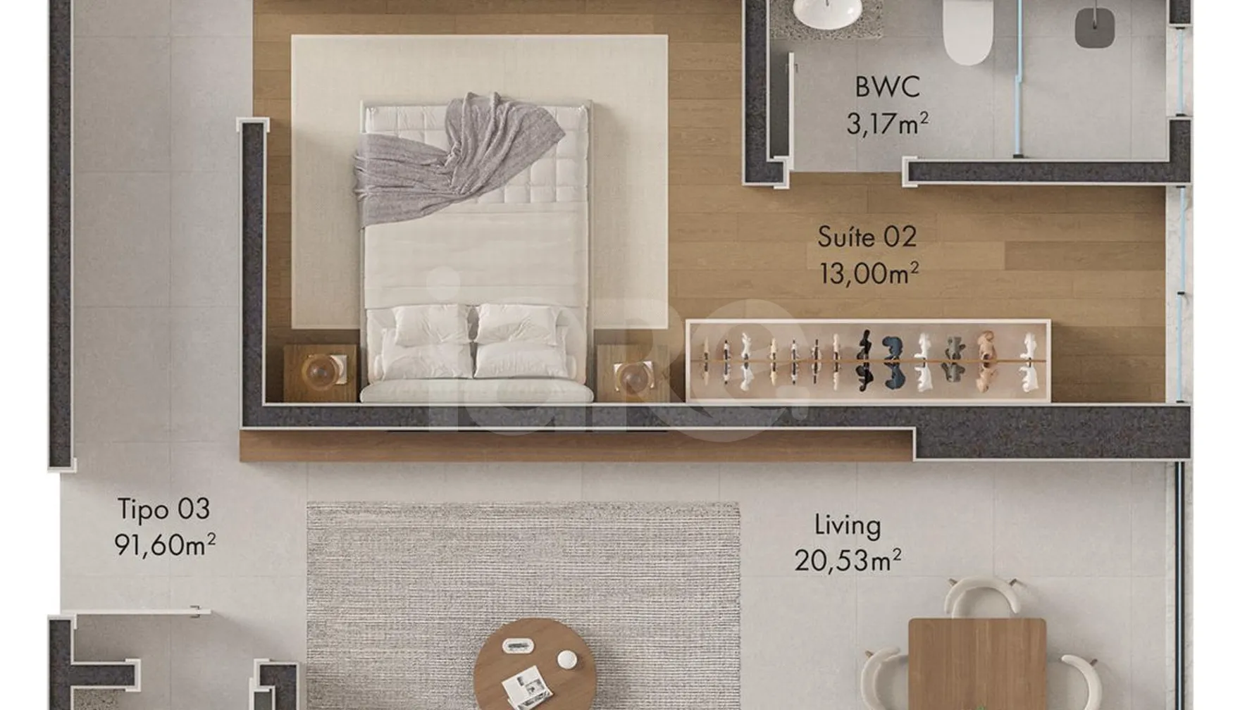 Planta — Apartamento 91,6 m²
