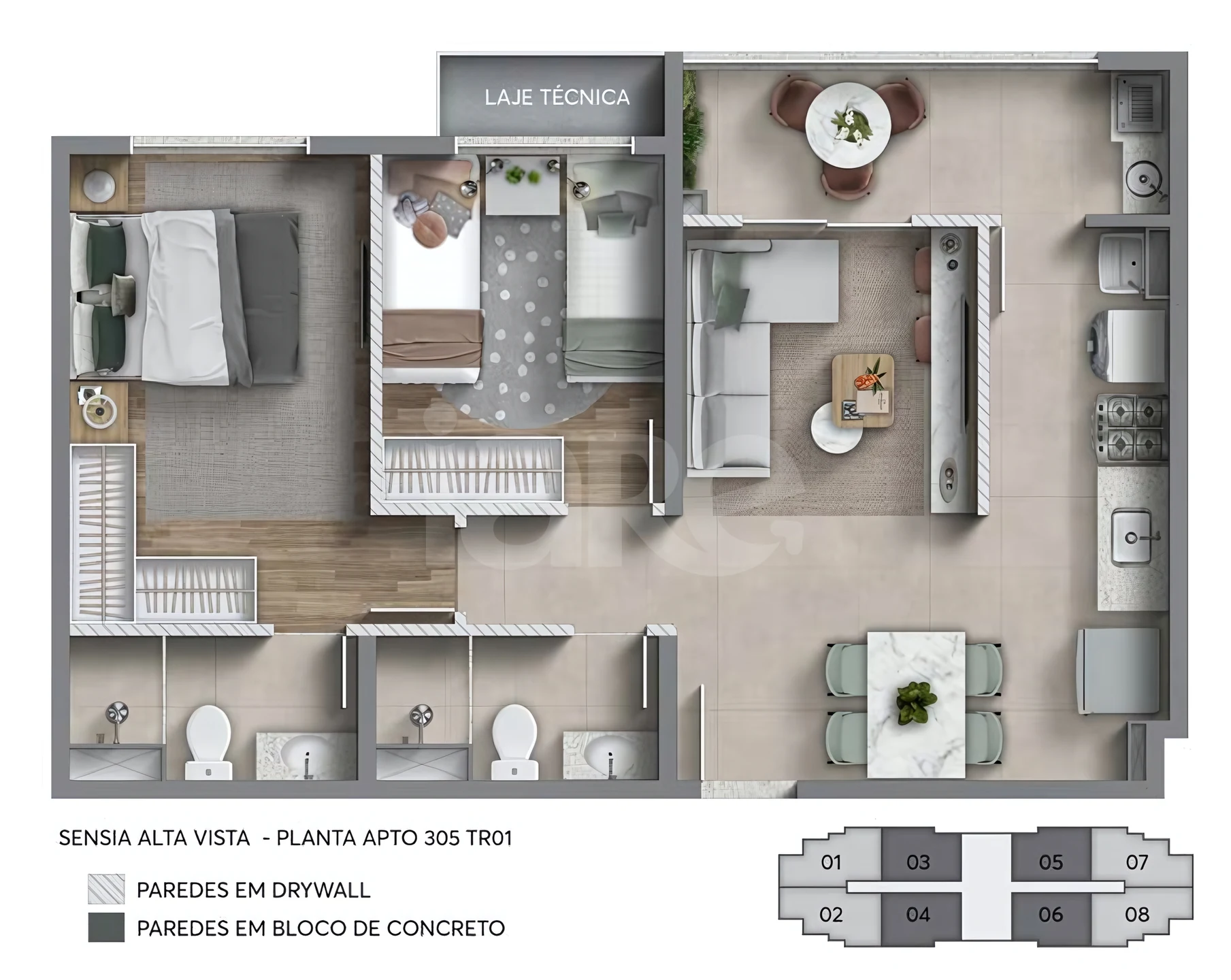 Planta — Apartamento 55,82 m²
