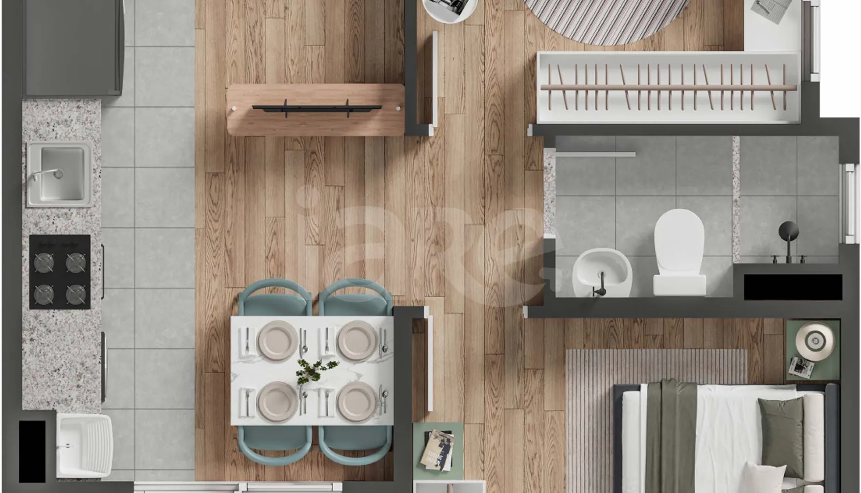 Planta — Apartamento 35,81 m²