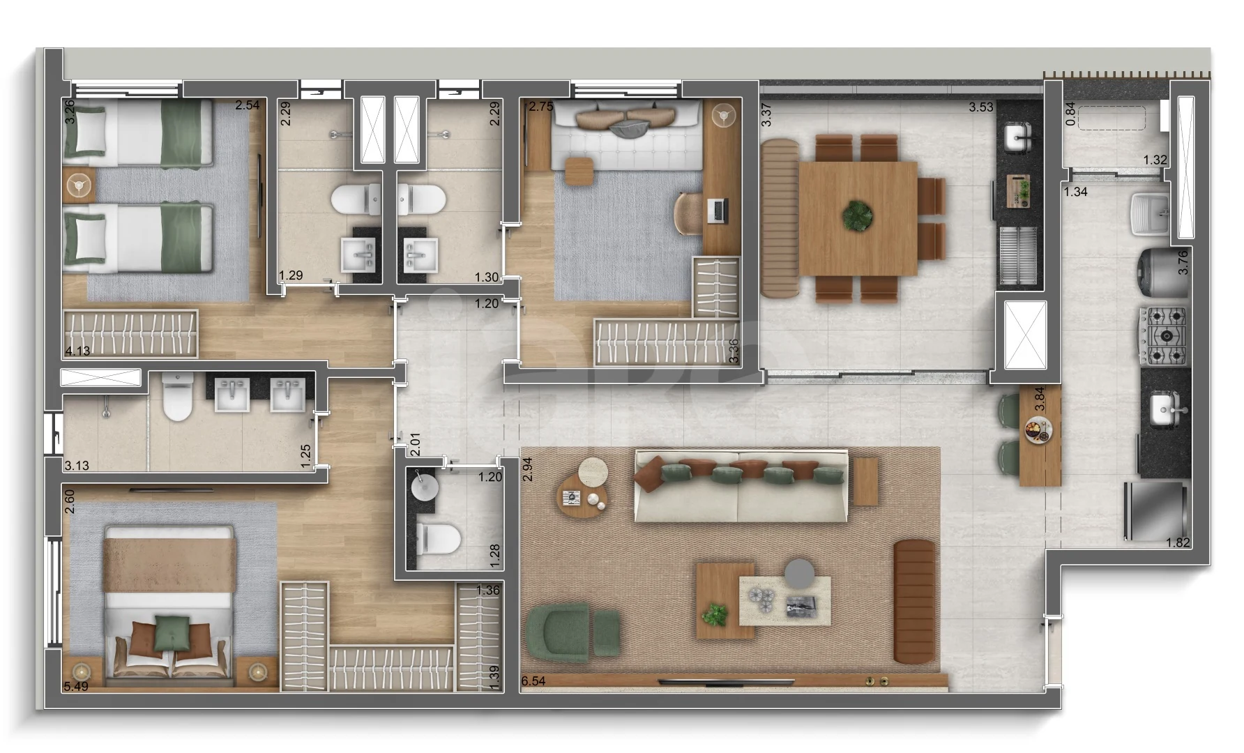 Planta — Apartamento 107,09 m²