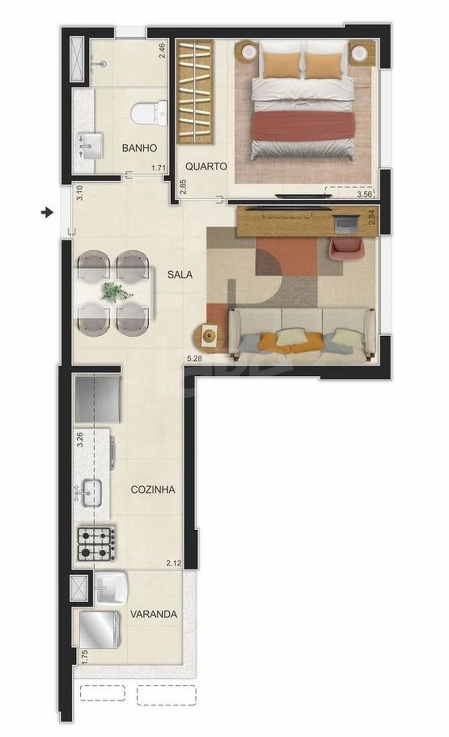 Planta — Apartamento 40,47 m²