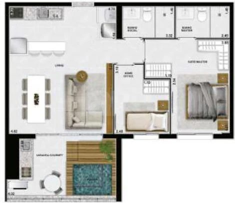 Planta — Apartamento 81,67 m²