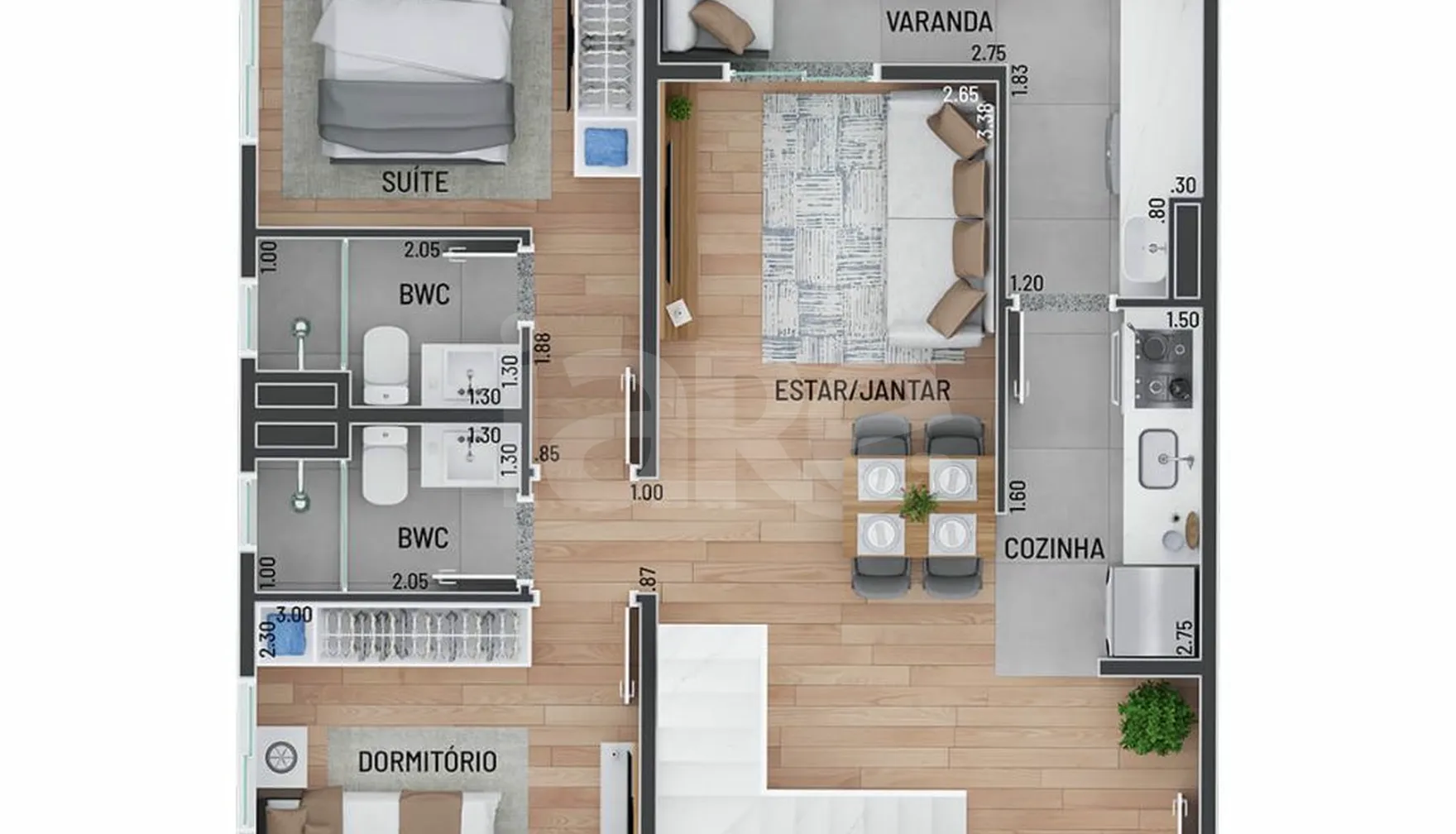 Planta — Cobertura Duplex 125 m²
