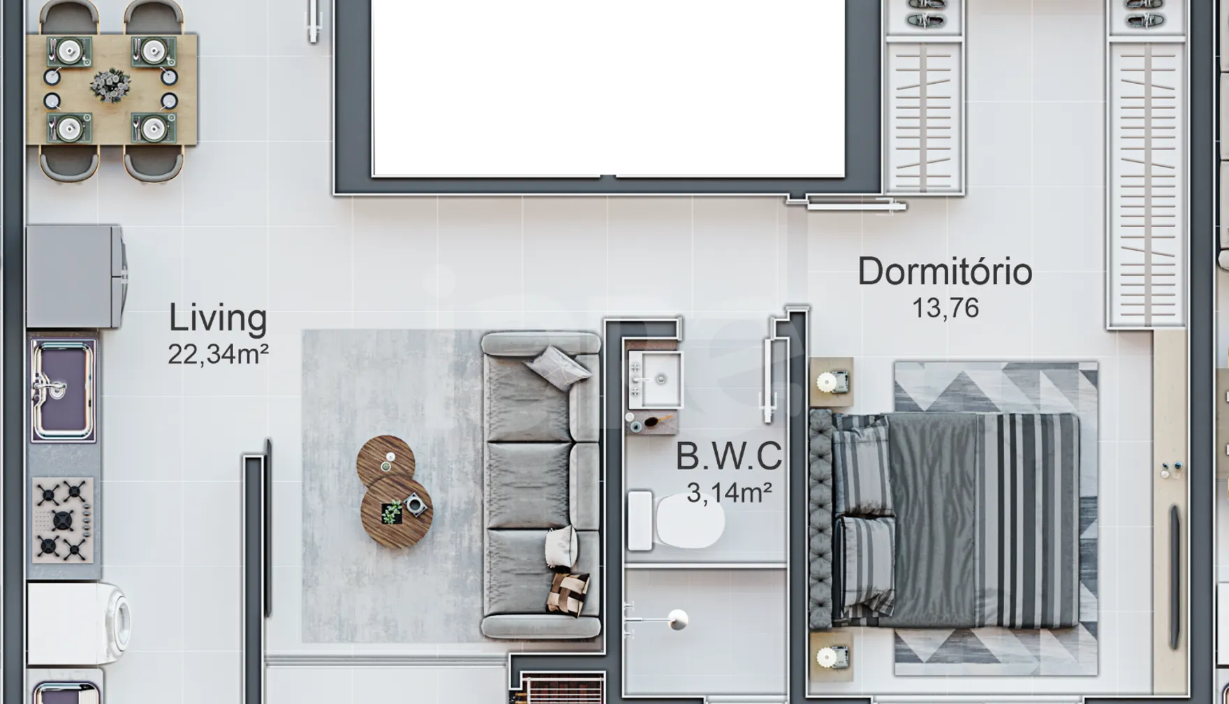 Planta — Apartamento 45,74 m²