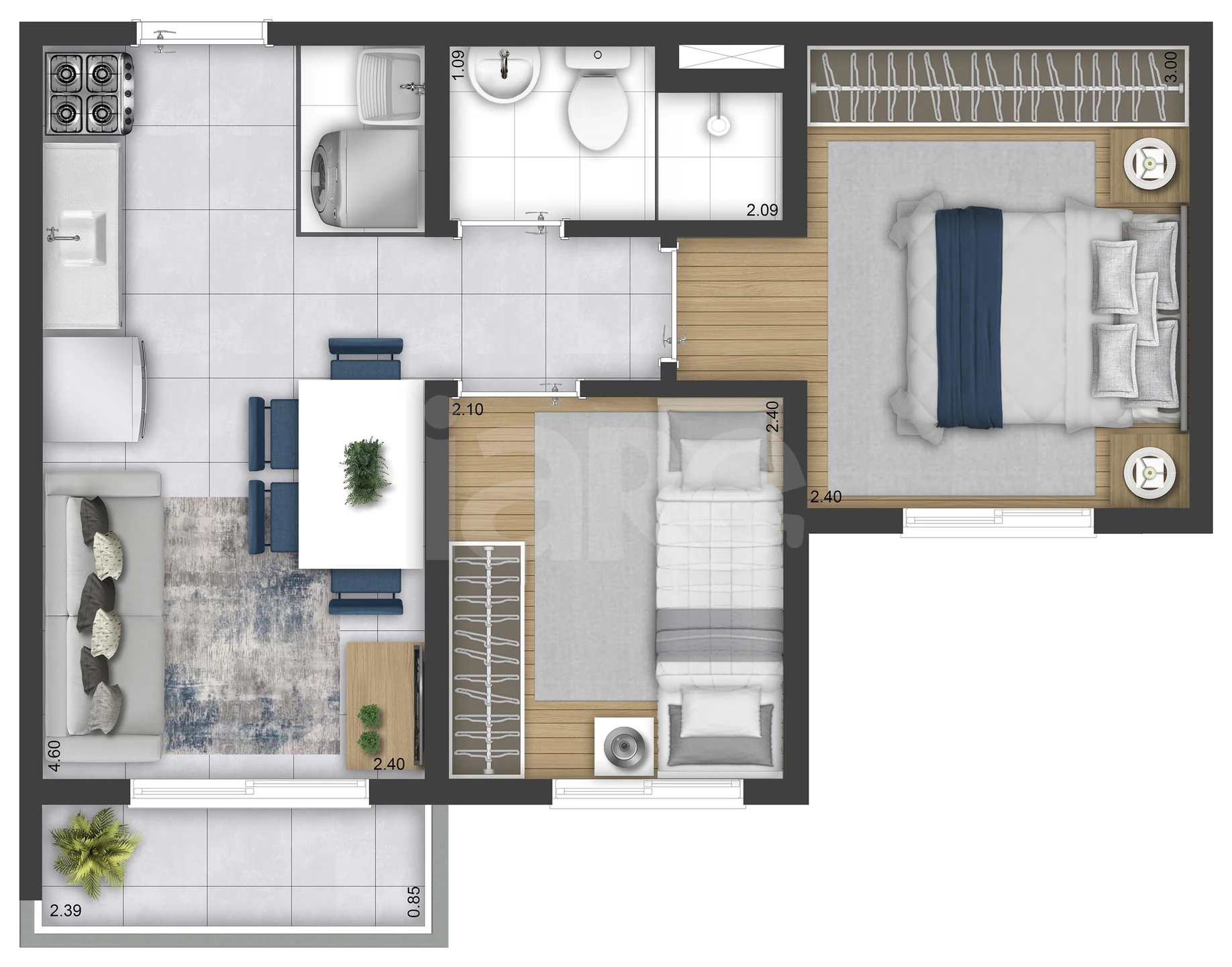 Planta — Apartamento 35,52 m²