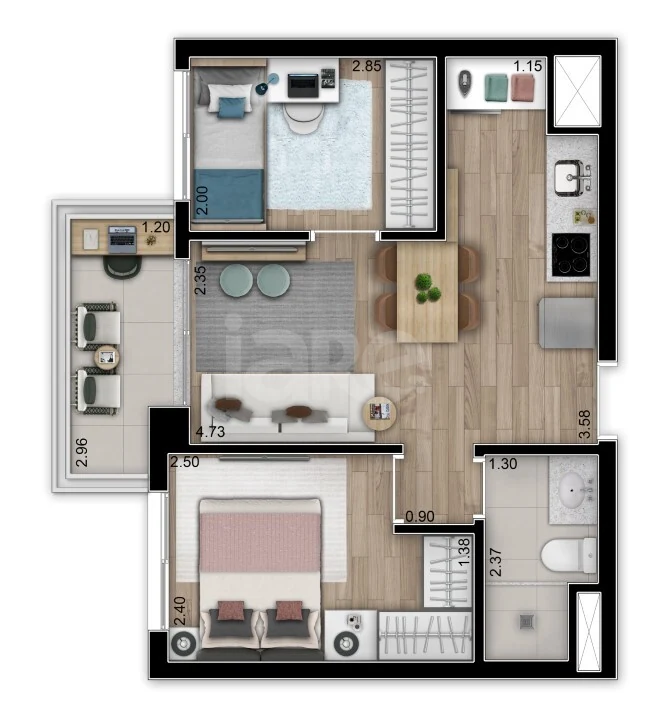 Planta — Apartamento 41,54 m²