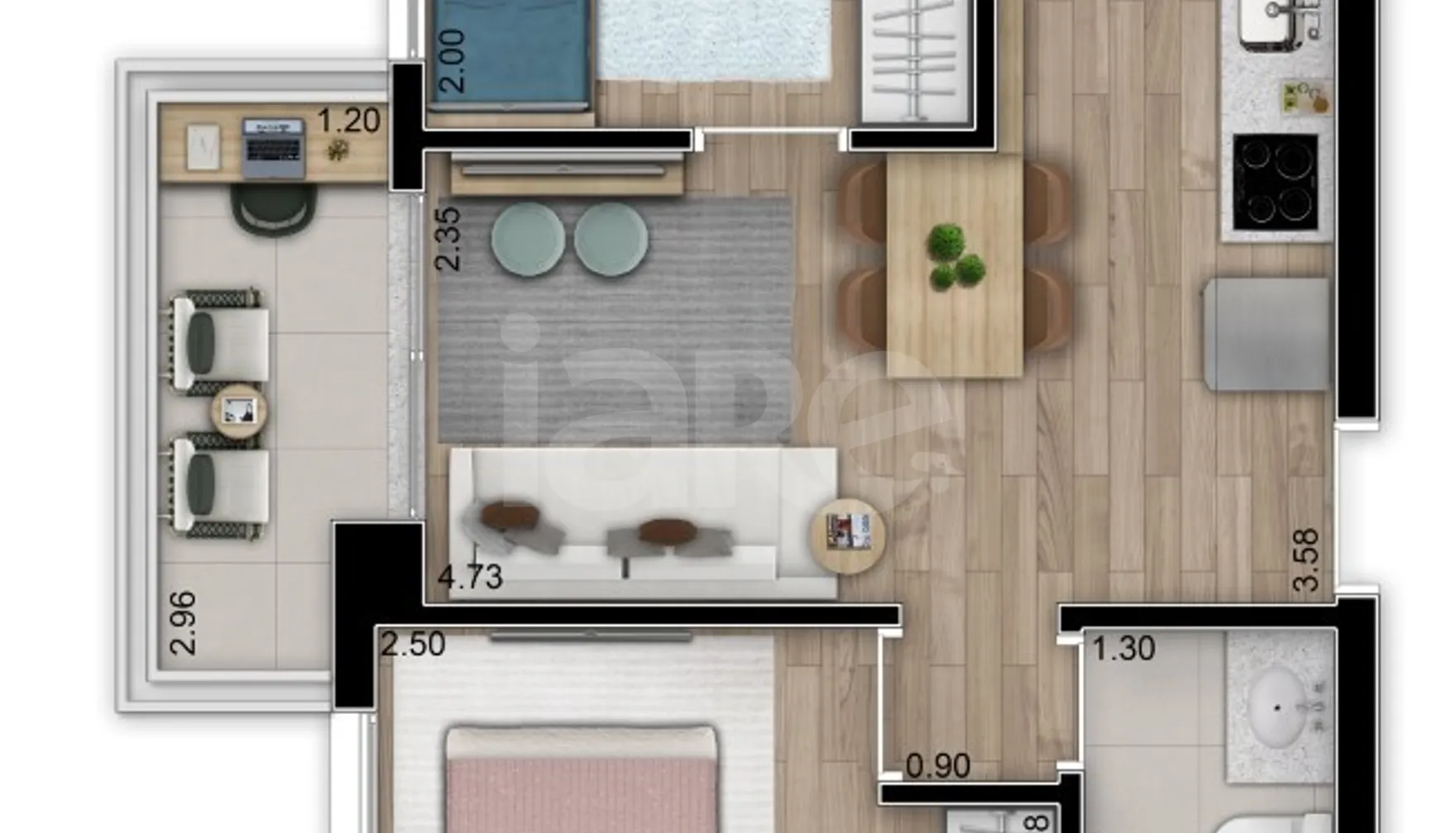 Planta — Apartamento 41,54 m²