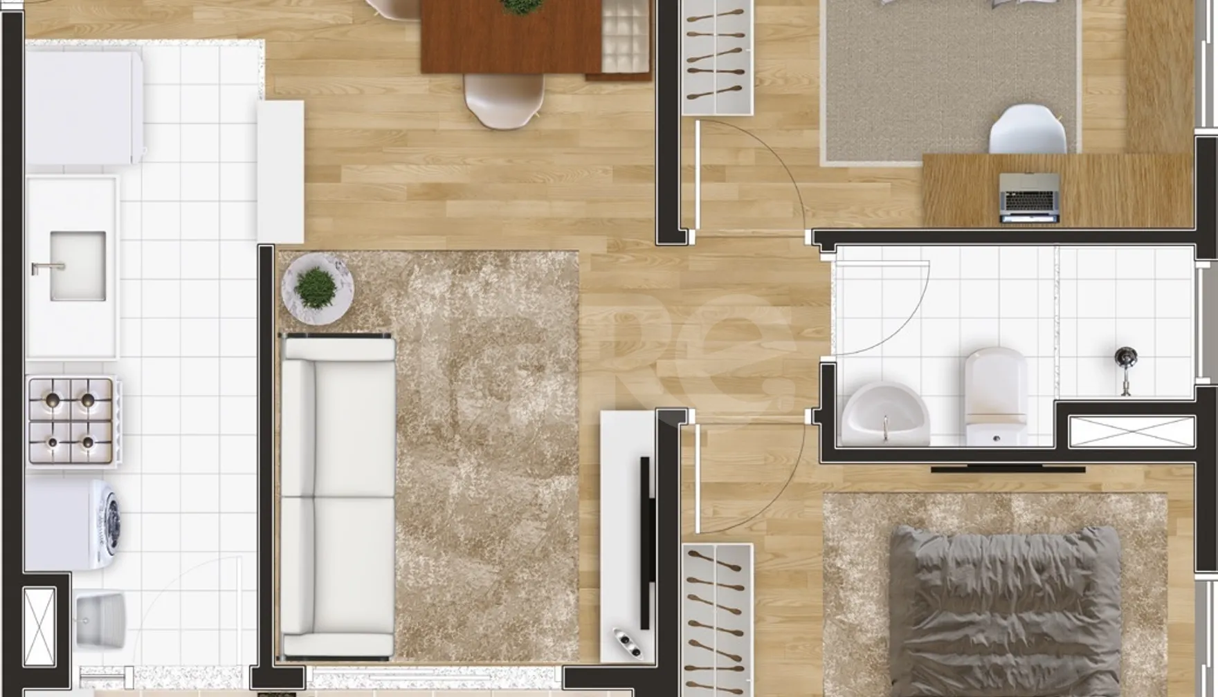 Planta — Apartamento 51,41 m²