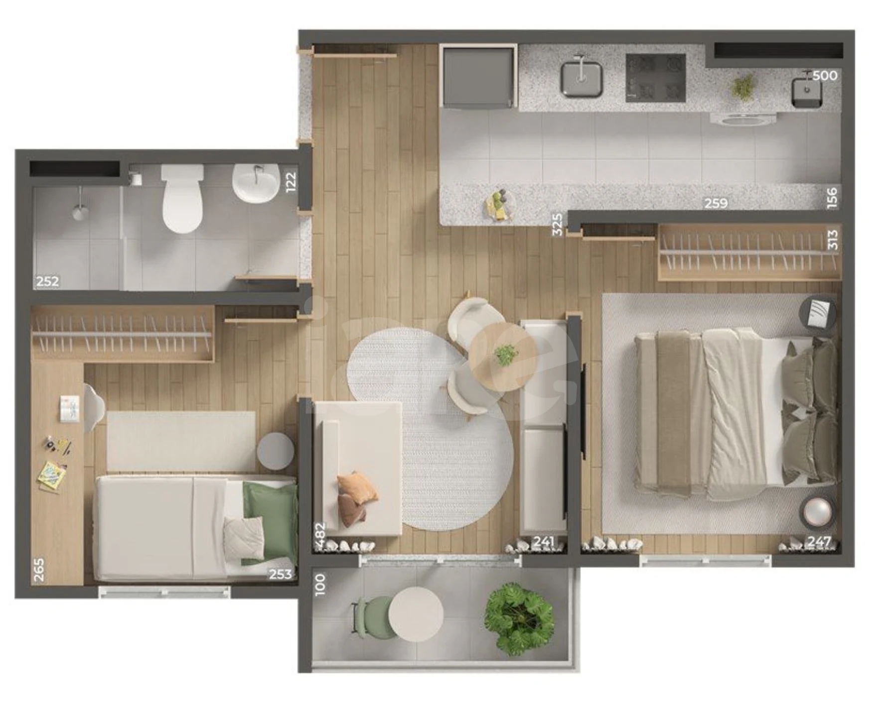 Planta — Apartamento 39,65 m²