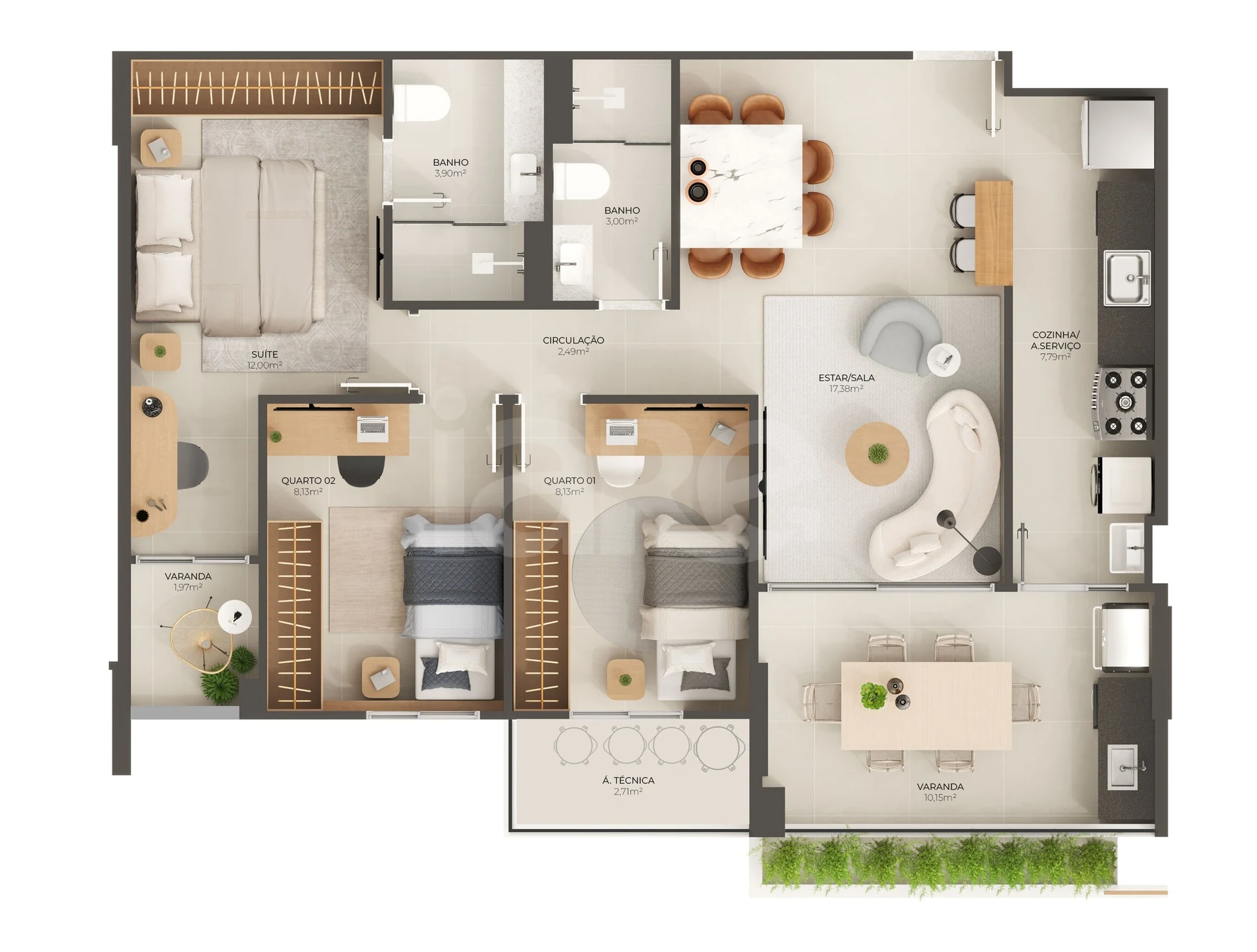 Planta — Apartamento 85,18 m²