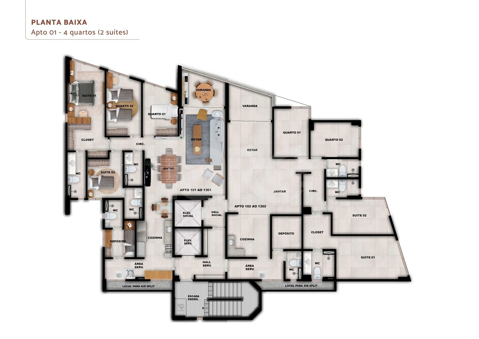 Planta — Apartamento 127,89 m²