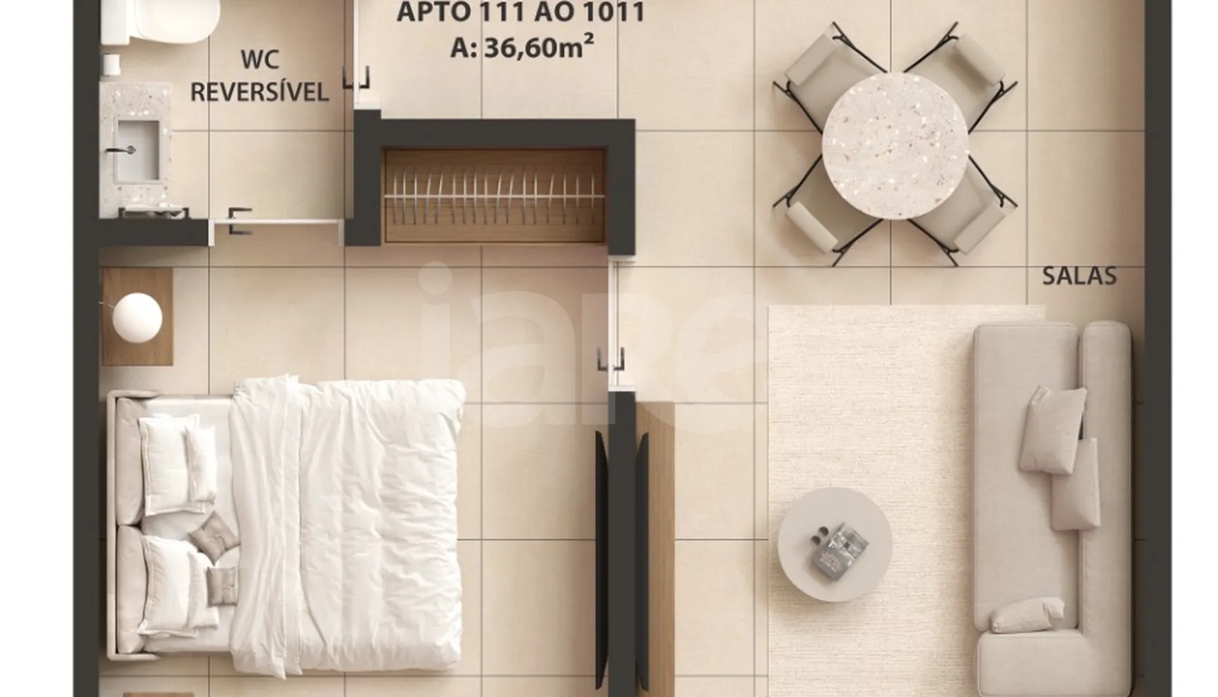 Planta — Apartamento 36,6 m²