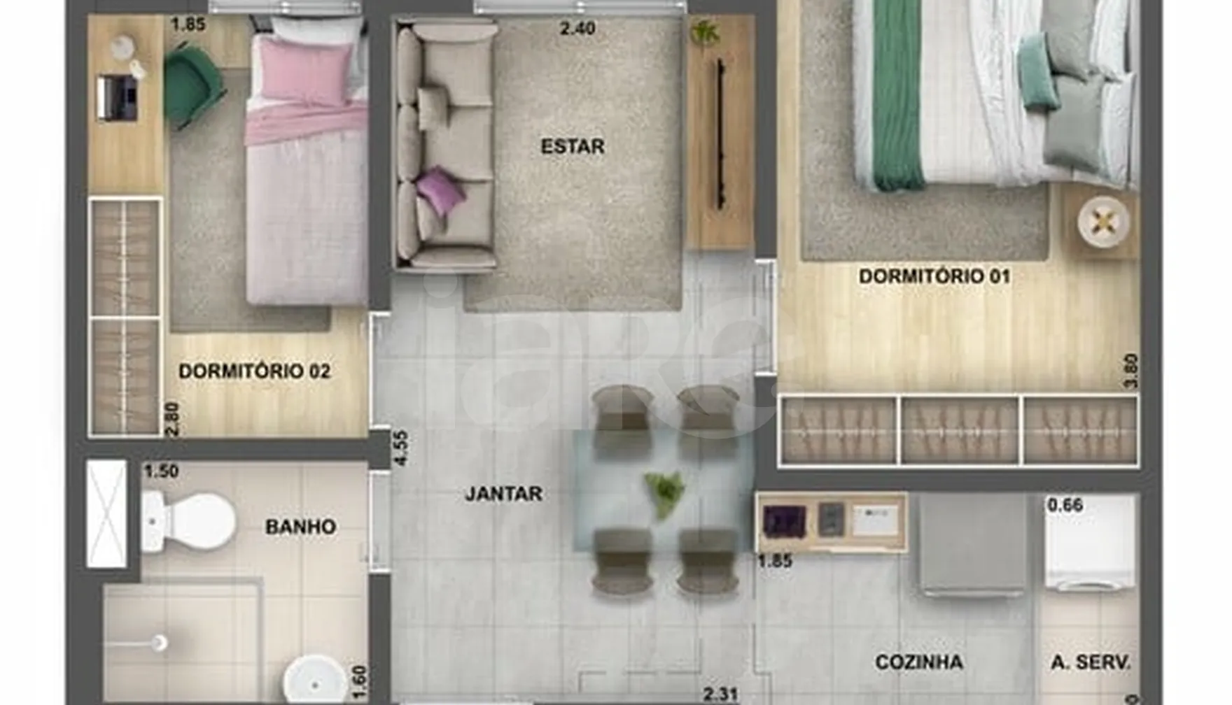 Planta — Apartamento 41,34 m²