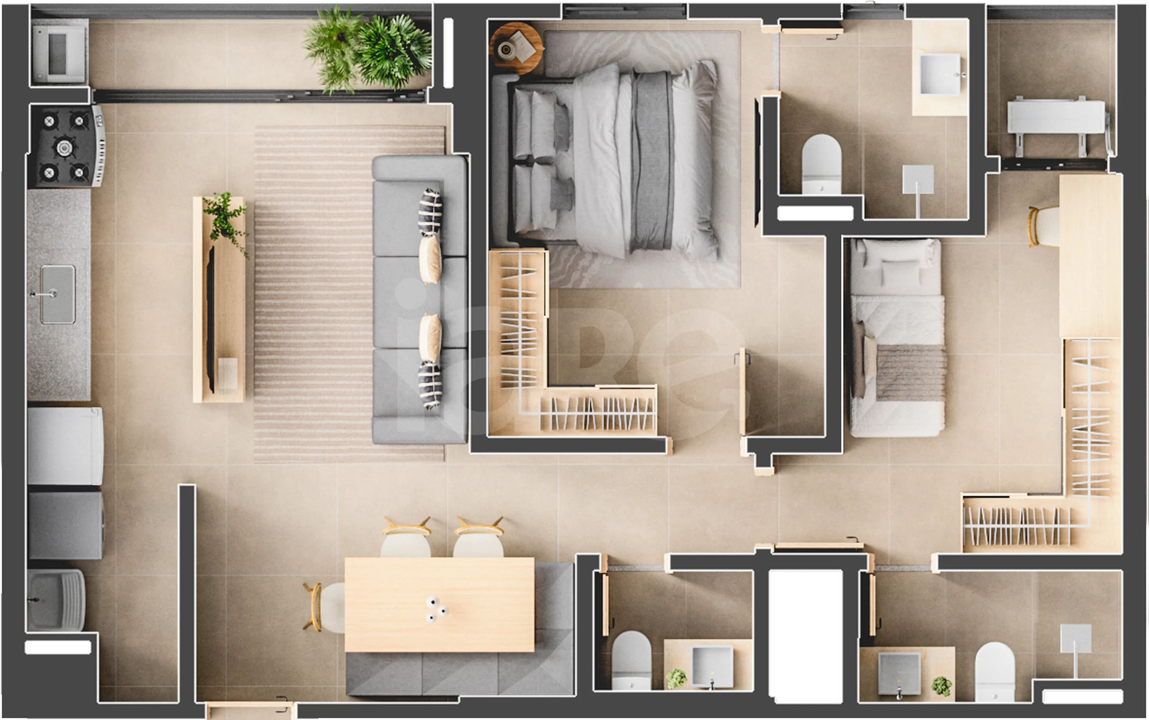 Planta — Apartamento 71,73 m²