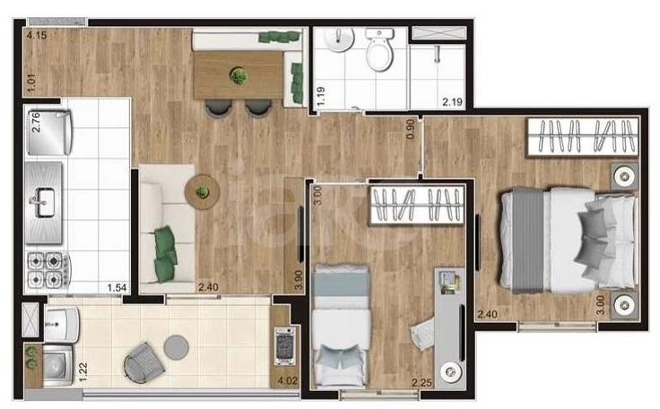 Planta — Apartamento 45,34 m²