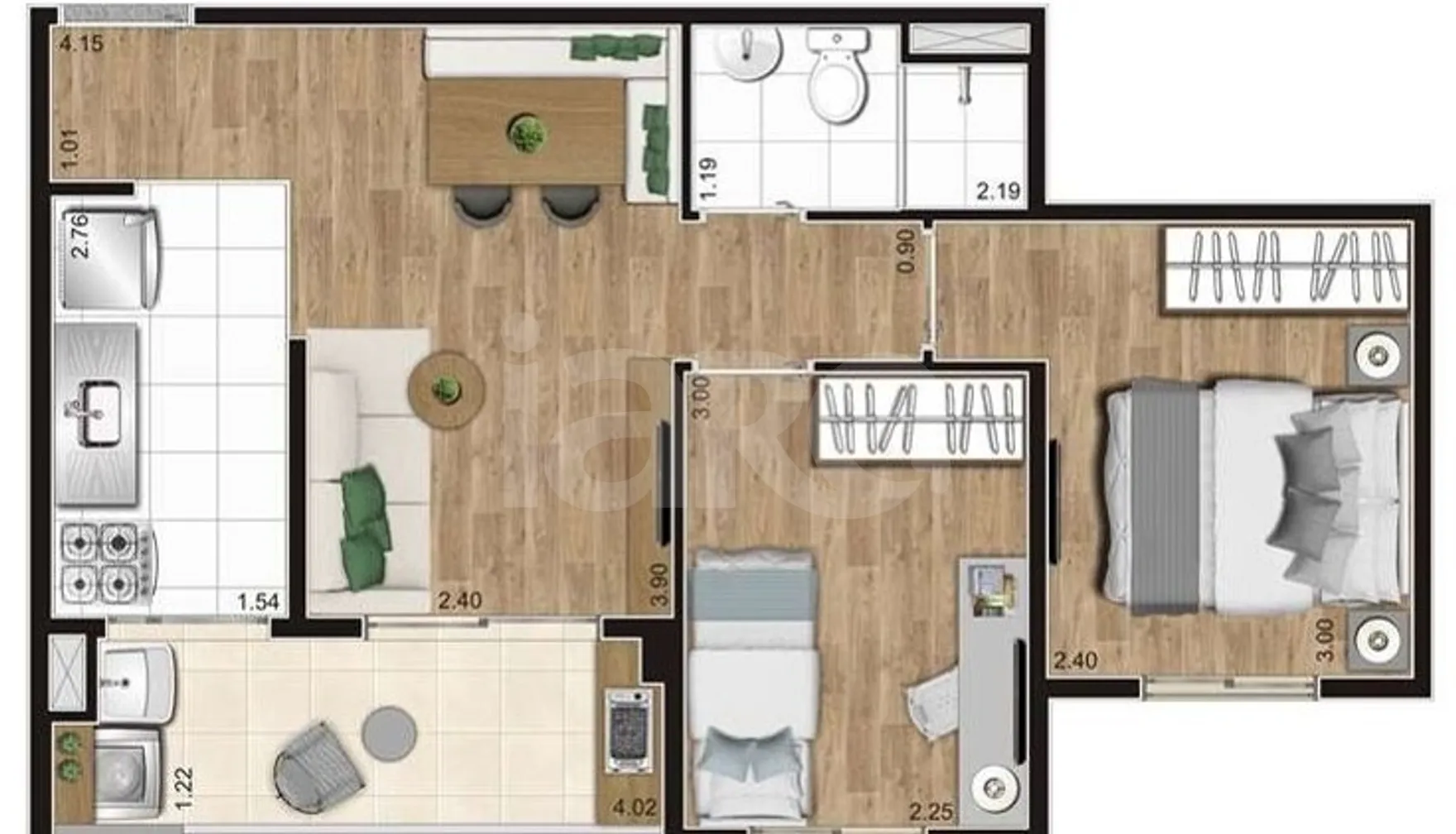 Planta — Apartamento 45,34 m²