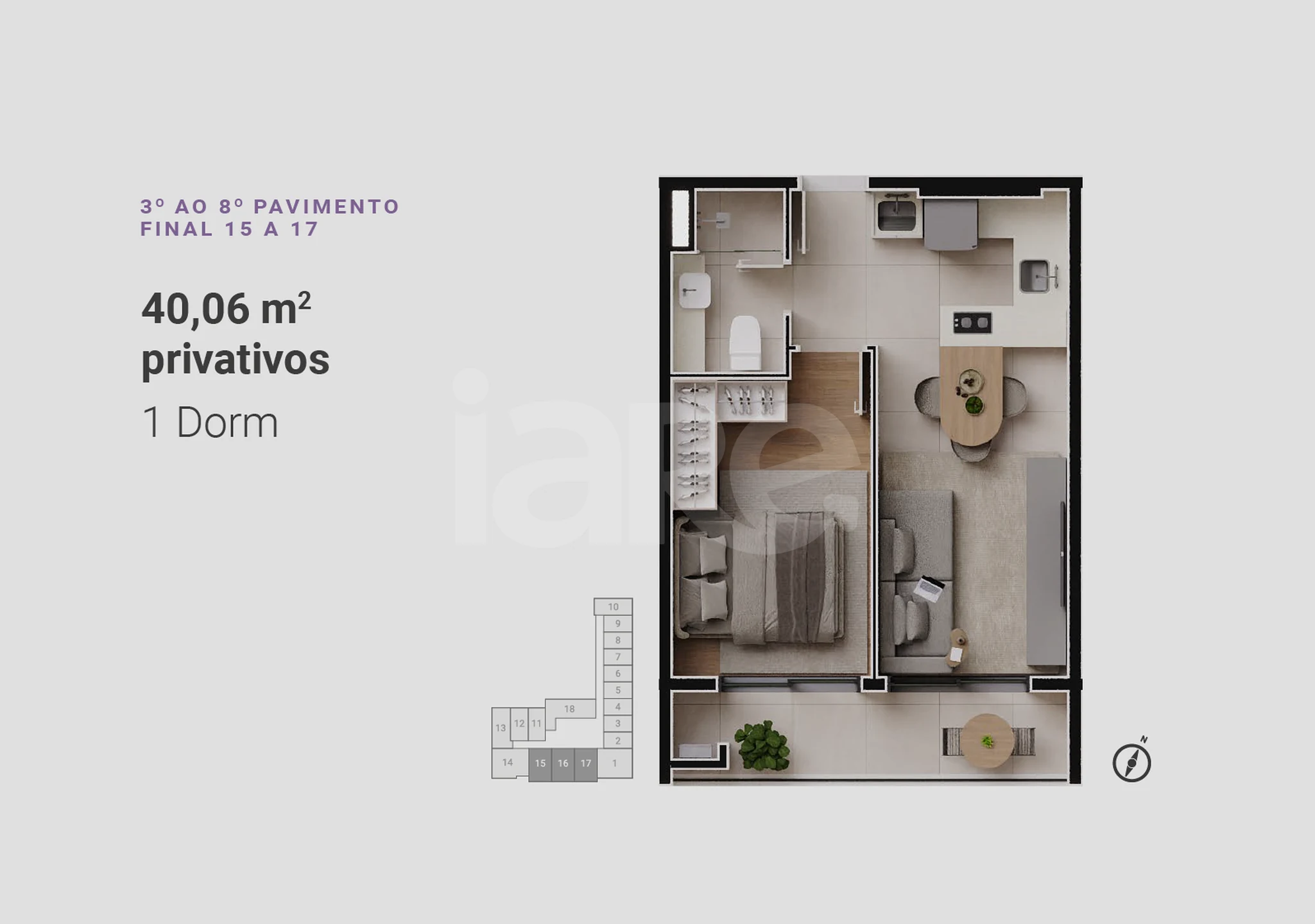 Planta — Apartamento 40,06 m²