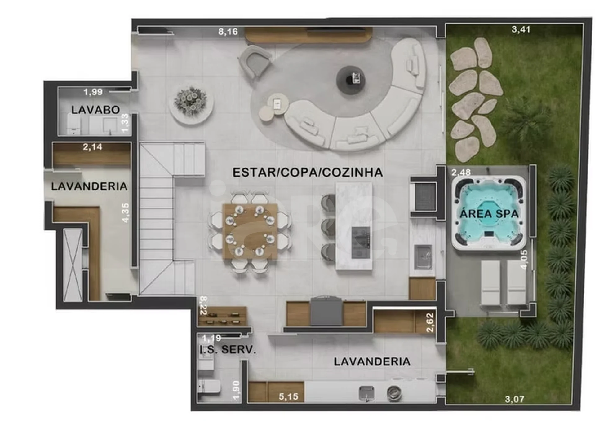 Planta — Planta Garden 3 - 2 dorm 217m² - duplex - superior