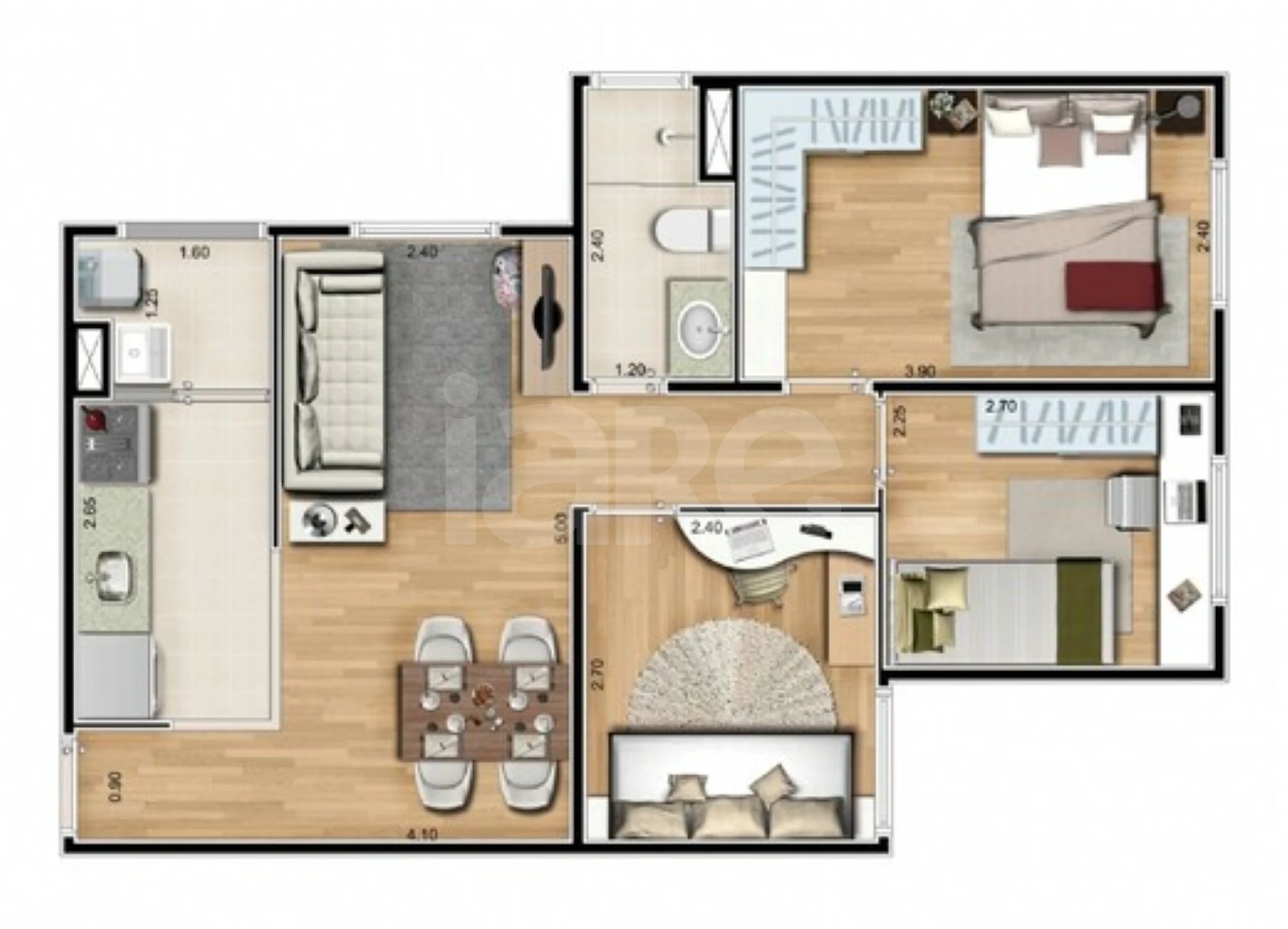 Planta — Apartamento 53,54 m²
