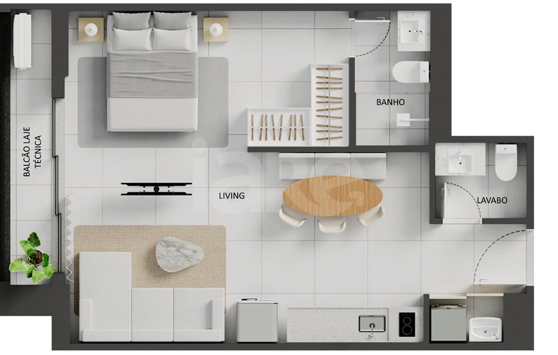Planta — Studio 49 m²