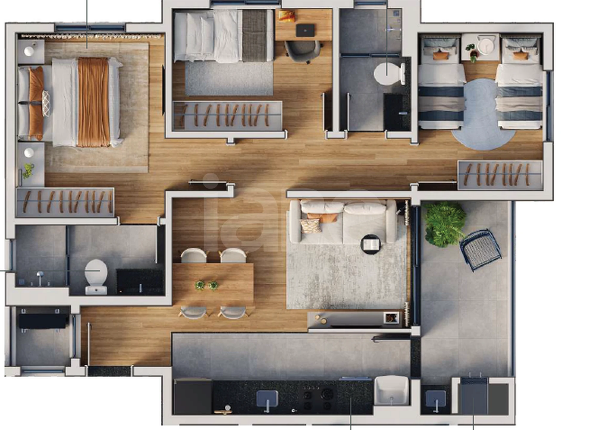 Planta — Apartamento 71,4 m²