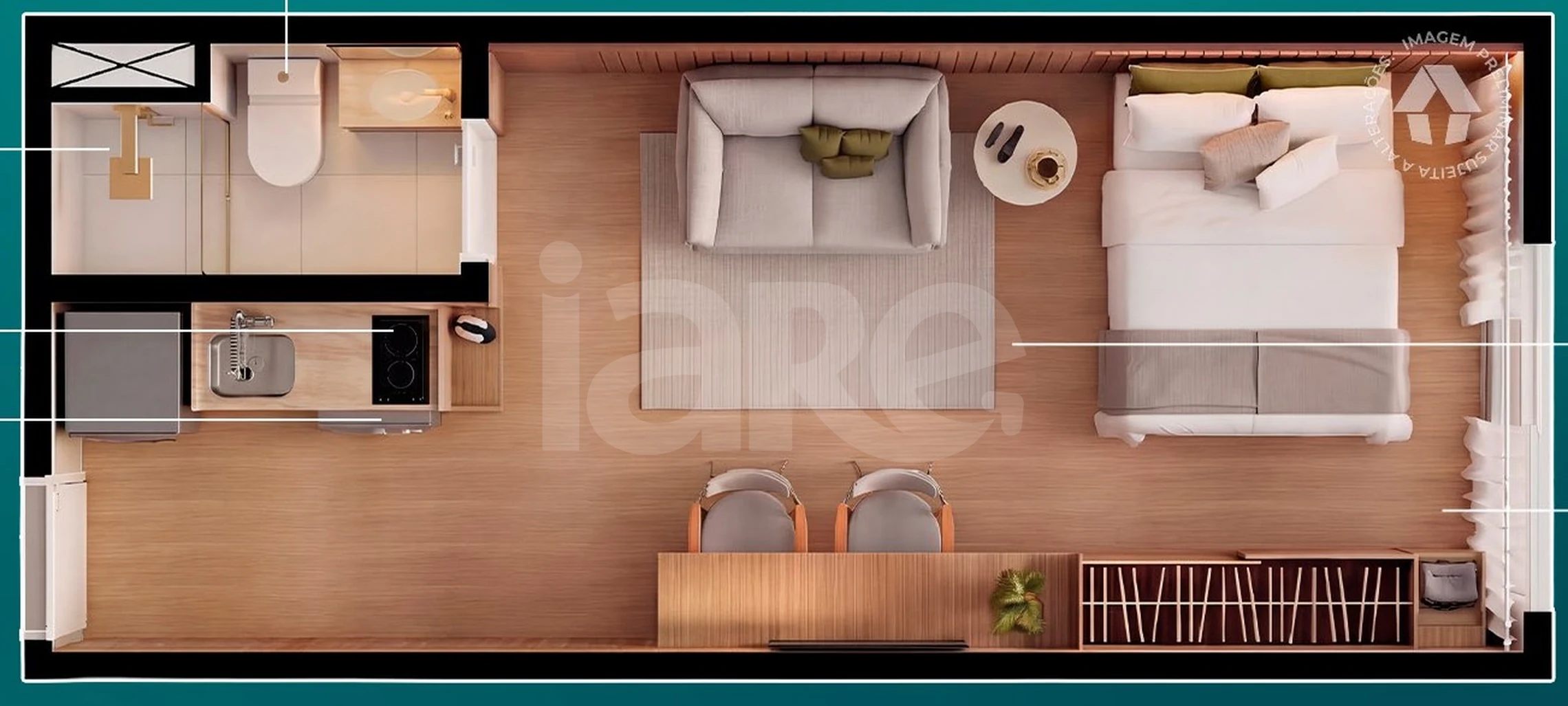 Planta — Studio 24,17 m²