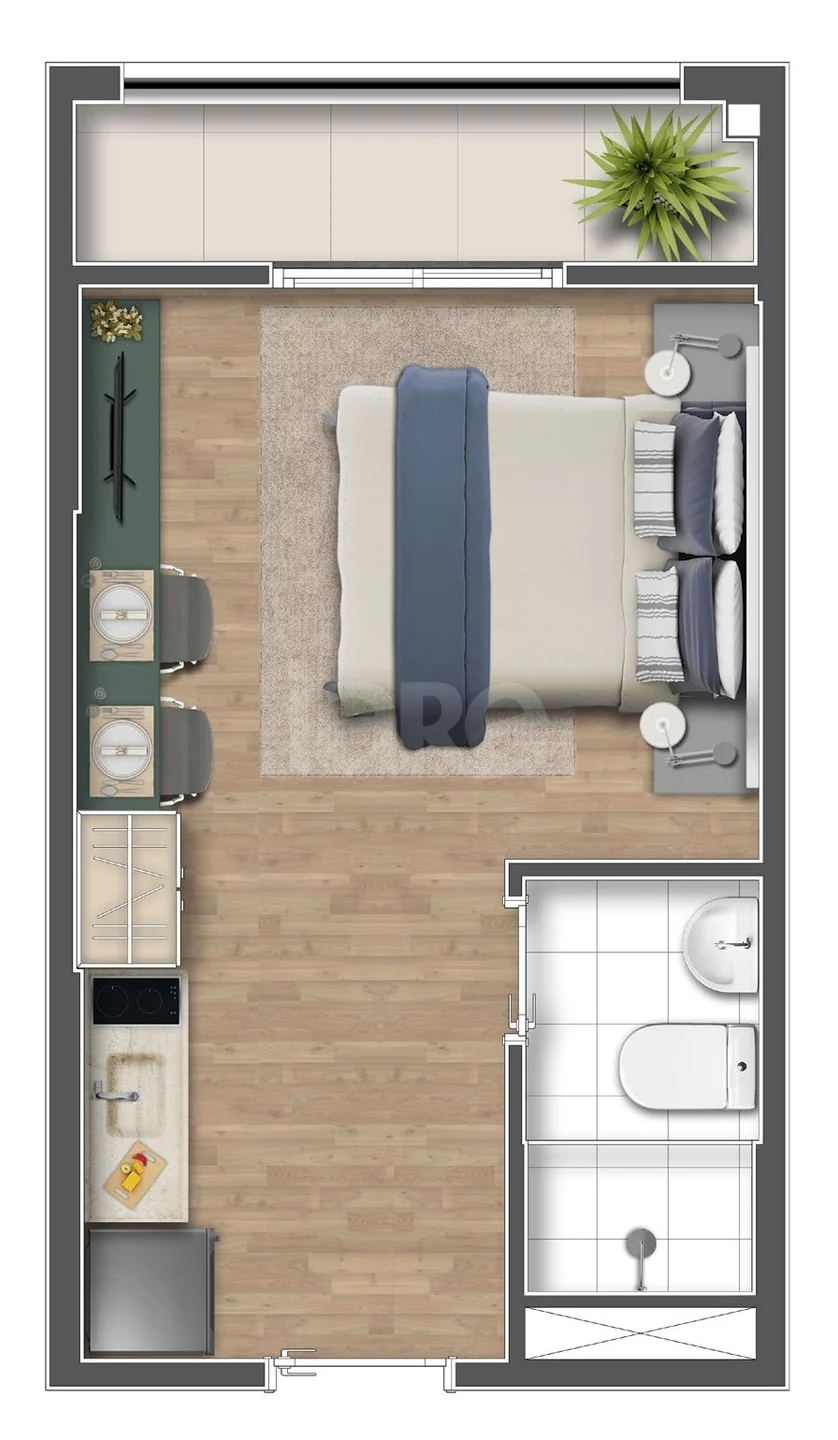 Planta — Studio 21,1 m²
