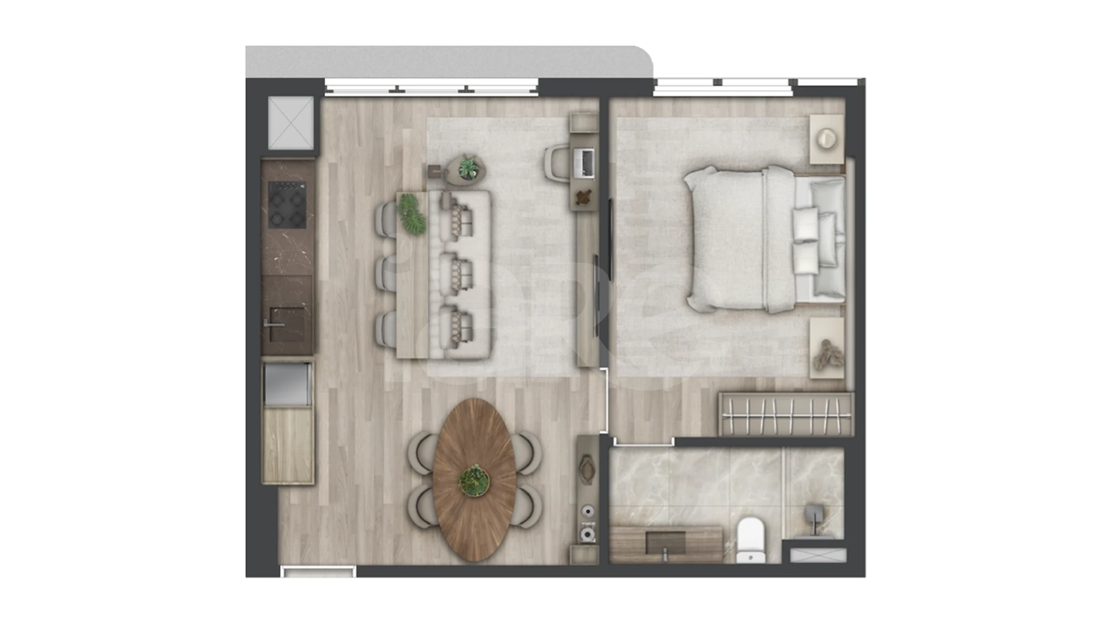 Planta — Apartamento 52 m²
